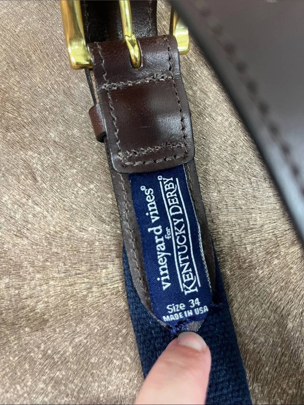 Vineyard Vines Kentucky Derby Horse Print Belt Sz 34